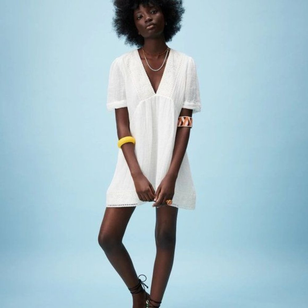 Zara White Eyelet Mini Dress